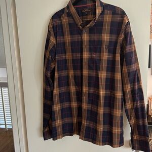 Ben Sherman brown plaid button down shirt size 2XL